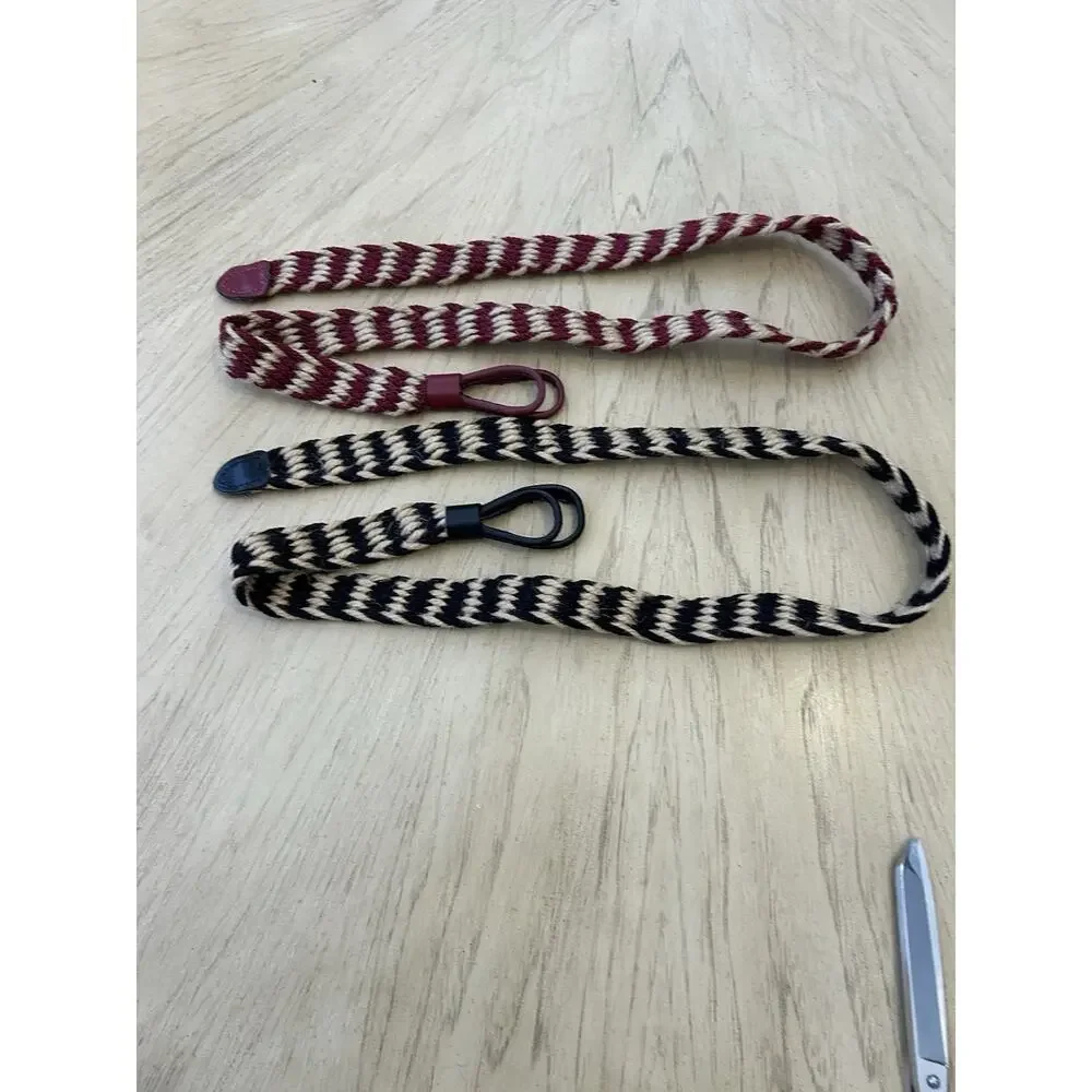 VTG Canvas Braided Hemp Belts 2 Jute Leather Burgundy Black Tan Vegan Organic
